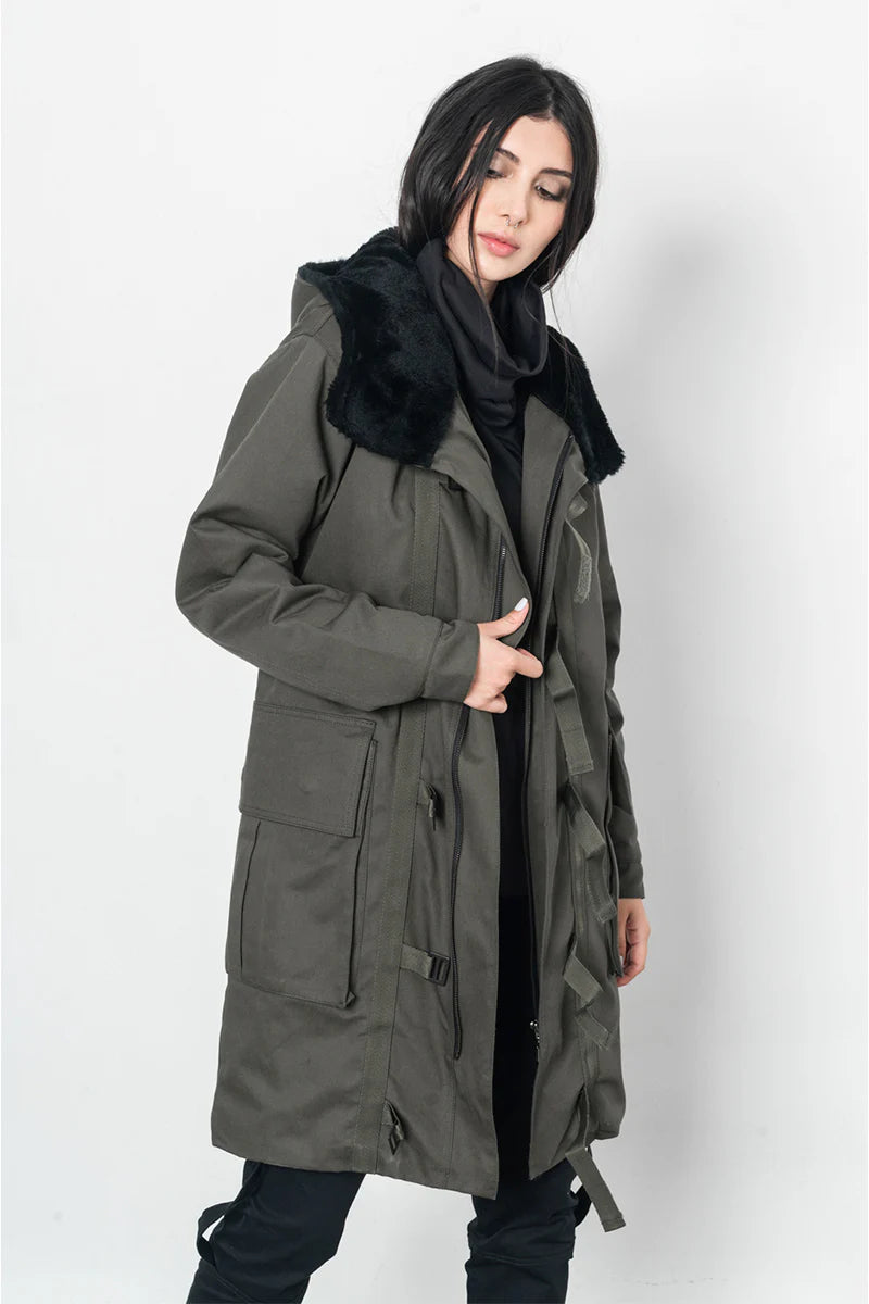 Reins Parka in Drill – Green